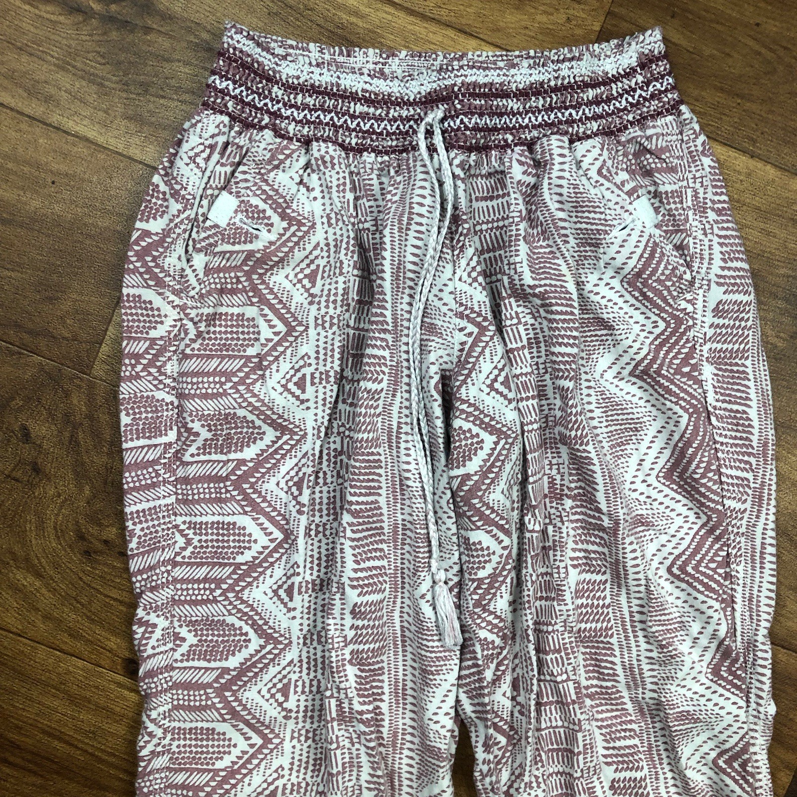 Rewash Sz L Faded Burgundy Casual Wide Leg Pants Stretch Waist *STAINS *READ