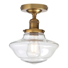 Glass Flush Mounted Ceiling Light, Vintage Farmhouse Ceiling Lamp Fixture, Mo...