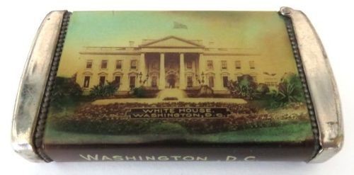 ~VTG WHITE HOUSE & CAPITAL WASHINGTON, DC SOUVEIR VESTA CASE MATCH SAFE STRIKER~