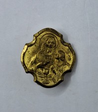 Vintage 1940 Italy Catholic First Holy Communion Pin Gold Plated Cast Metal