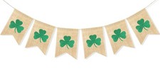 Shamrock Banner Garland St. Patrick's Day Decorations, Vintage Rustic Burlap ...