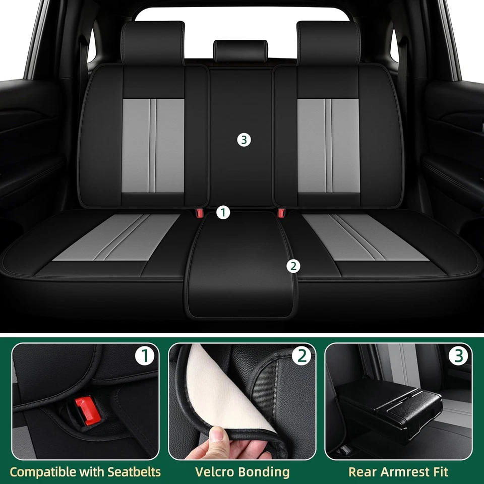 Car Seat Covers For Hyundai Kona 2018-2026 Faux Leather 5 Seats Seat Cushion - Imagem 2 de 4