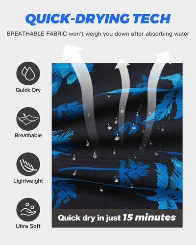 9" Mens Swim Trunks with Compression Liner Swimming Shorts 2 in 1 Stretch Qui... - Picture 7 of 8