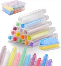 Dustless Colored Sidewalk Chalk Set with Chalkboard Eraser  Holder 15 Pcs