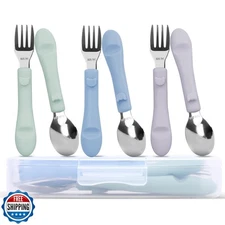 Bakpoco 6PCS Toddler Utensils, 316 Stainless Steel Baby Safe Forks + Spoons w