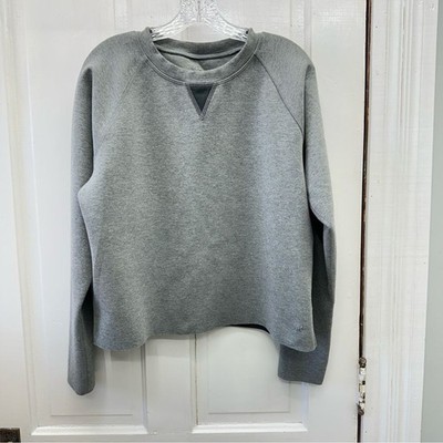 Albion cropped raw hem pullover sweatshirt women's large grey