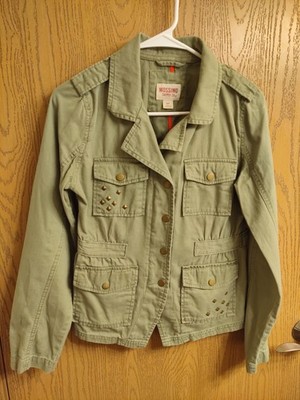 Mossimo Supply Co. Women's S/P Olive Jacket Snap Studded Pockets Casual Short