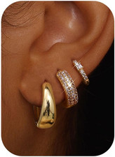 Small 14K Gold Plated Chunky Hoop Earrings for Women Hypoallergenic Silver Earri