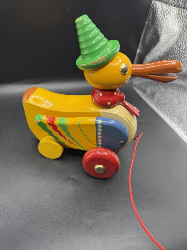 Walter Wooden Duck Vintage West Germany Pull Behind Toy Rare Model Super Cute!