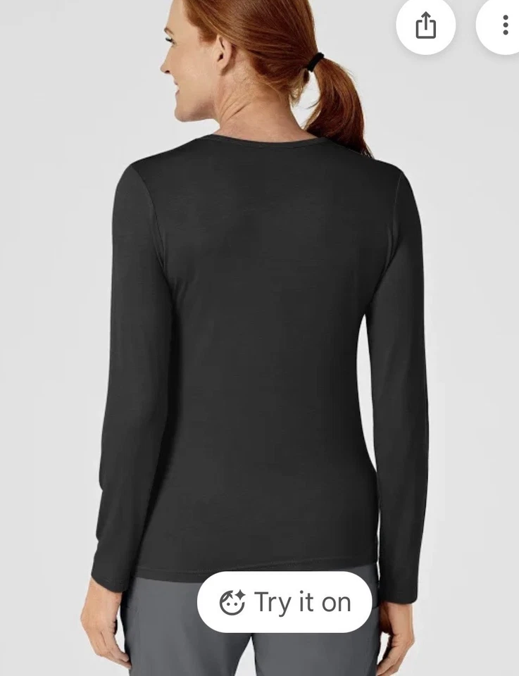 Wonderwink Workwear Under The Scrub Nursing Uniform Long Sleeve T Shirt Top - Image 4 of 4