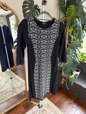 Nine West Black and White Center-Panel Midi Dress