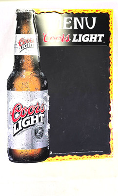 Vintage Coors Light Brewing Chalk Board Type Sign-Great For Bar Specials & Menu