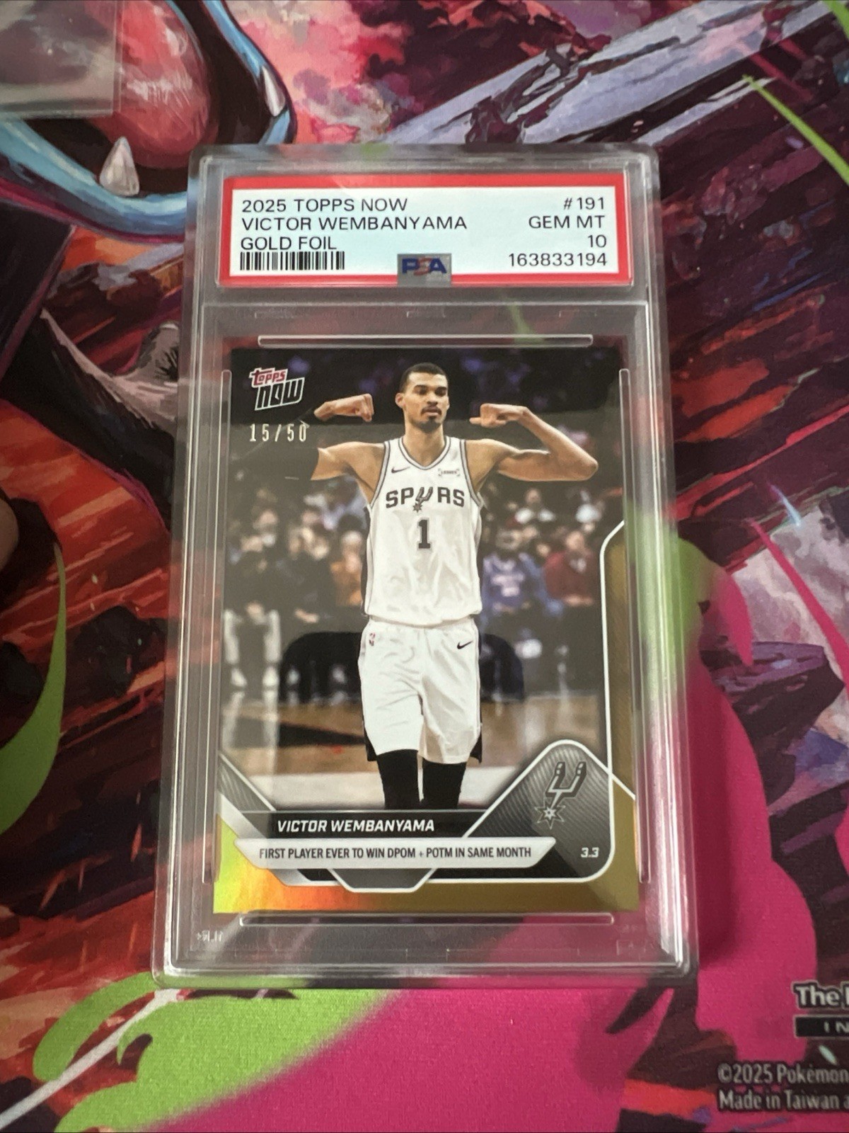 2025 Topps Now #191 Victor Wembanyama Gold Foil PSA 10 #15/50 view 1