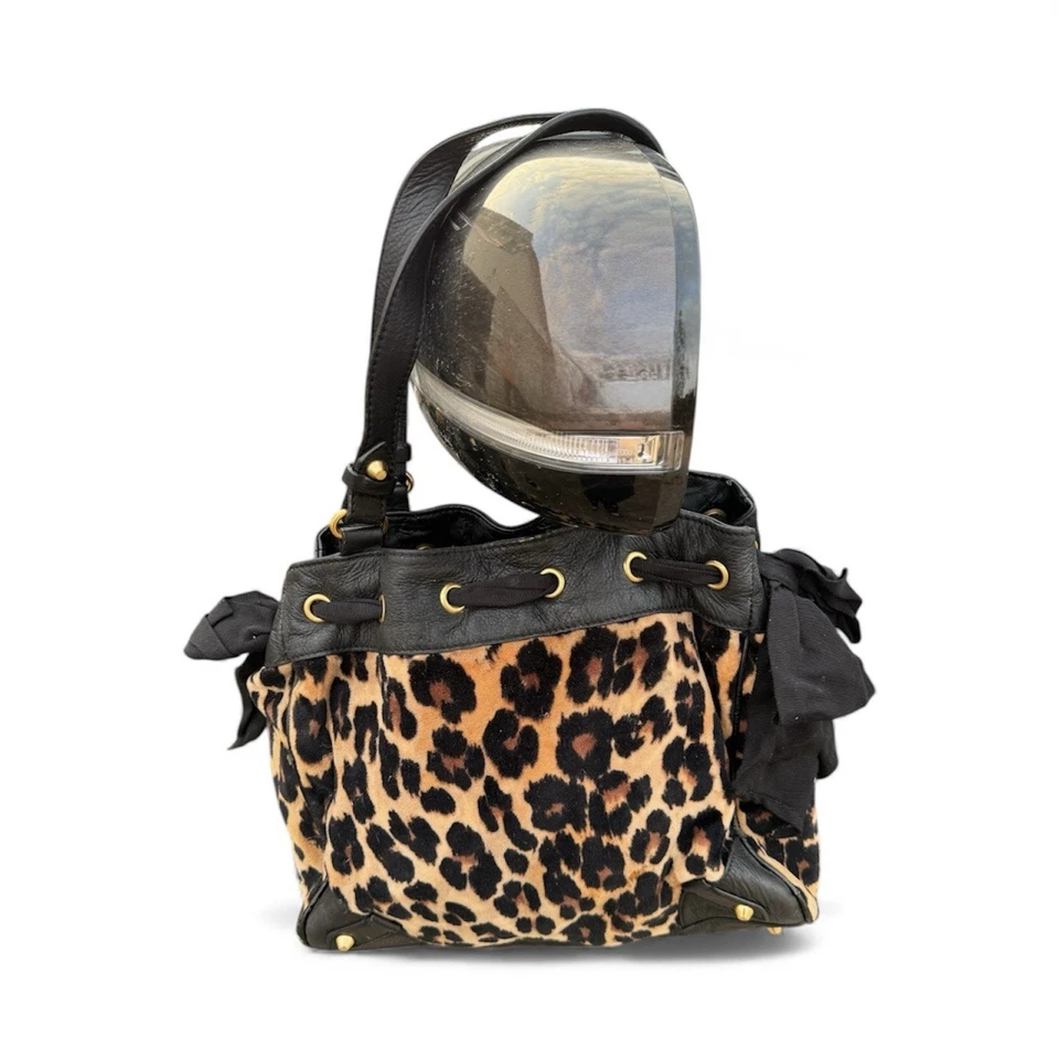 复古 Juicy Couture Daydreamer 豹纹猎豹包钱包双手柄蝴蝶结 Y2K — 第 2/4 张图片