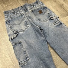Vintage Carhartt Work Pants Blue Denim Relaxed Fit Size 32x31