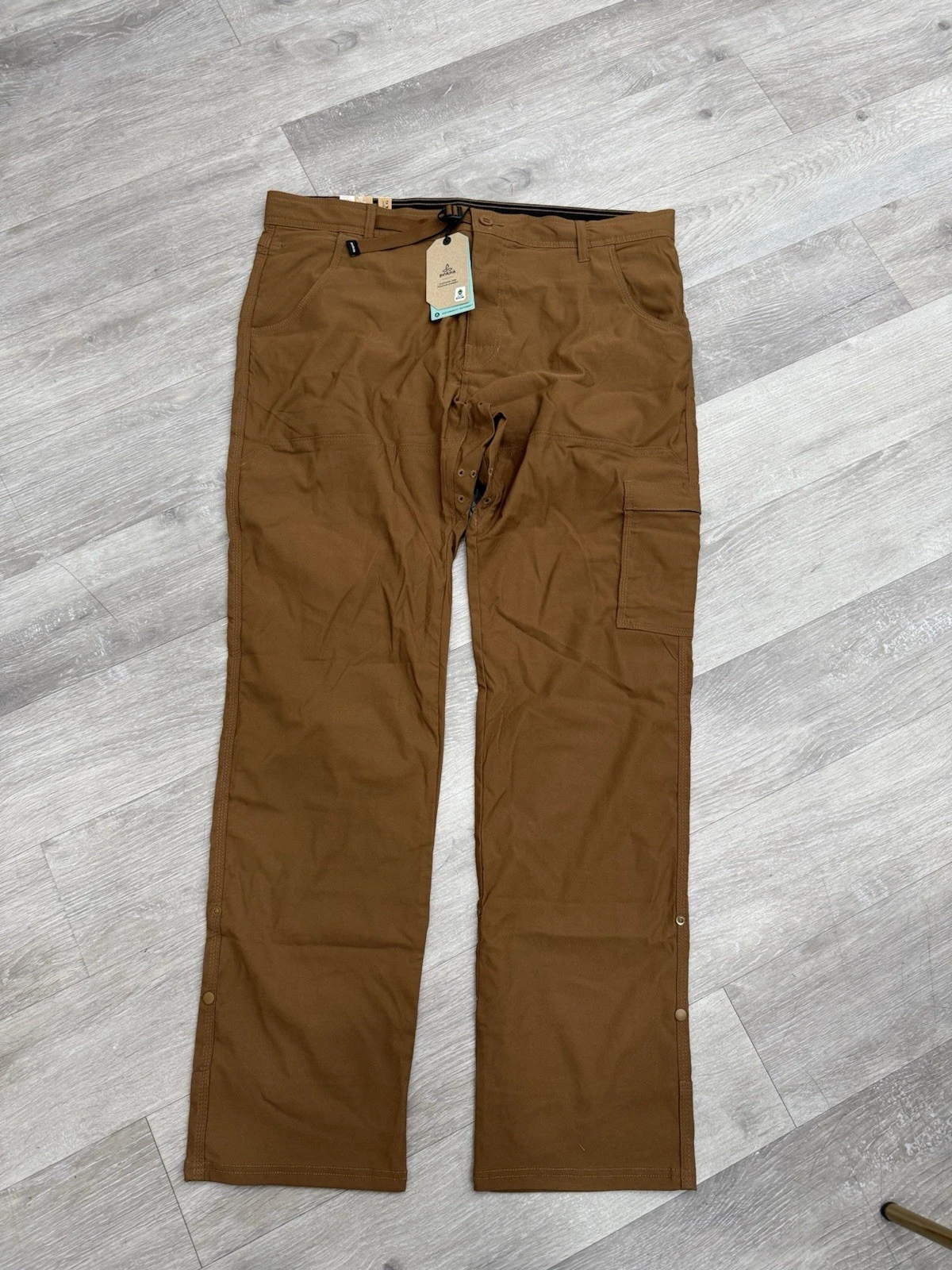 Prana Stretch Zion Slim Pant II Brown Hiking Chino Tapered Leg Men Size 42 X 30