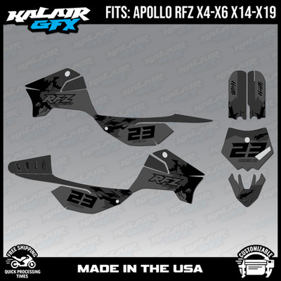 Graphics Kit for  Apollo RFZ X4 X5 X6, X14 to X19  Throwback - Smoke
