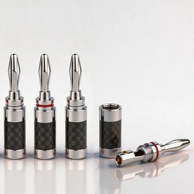 4pcs Hi-End Rhodium Plated Banana Plug HiFi Audio Speaker Cable Connector