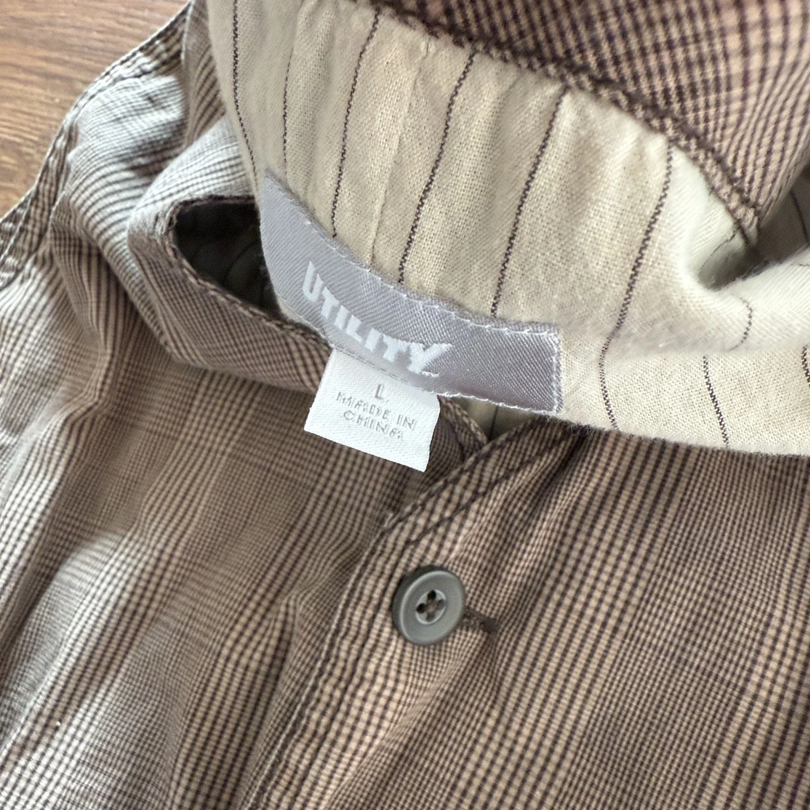 Vintage Y2K Utility Vest Size L Brown Plaid Skull Interior - product detail image 2