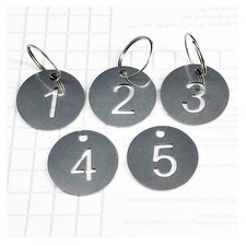 Hollowed Stainless Steel Number Tags Key Tags with Rings 0-10 0-10