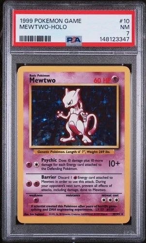 1999 Pokémon Base Set Mewtwo Holo Rare 10/102 PSA 7