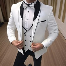 Wedding Tuxedo White Mens Suits Formal Groom Workwear Bespoke Shawl LapelBestman