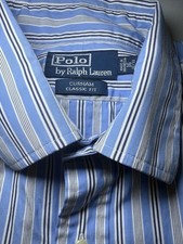 Ralph Lauren Polo Shirt Mens XL Blue Striped Button Up Long Sleeve Curham 16