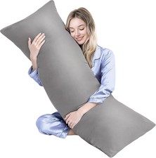 Extra-Long Bed Pillow with Insert and Cover Gray, 20x54 inches 