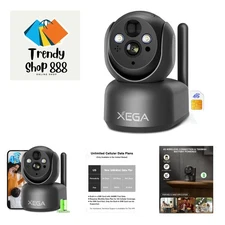 4G Cellular Security Camera Indoor Portable, 2K No WiFi Camera for Home Pet/D...