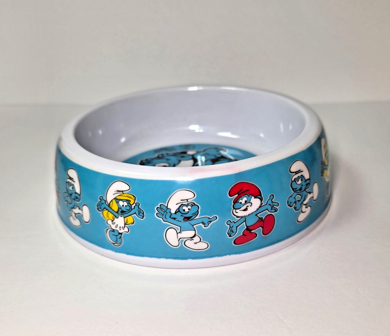 The Smurfs Cat Bowl Blue Pet Food Water Dish Smurfette Papa Smurf 2025