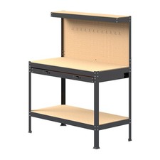 Heavy Duty Industrial Workbench with Tool Drawer, Garage Workshop Storage Desk