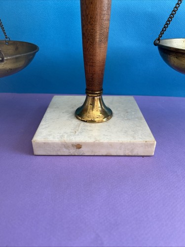 Vintage Messing Waage Waage Marmorsockel Holz & Messingständer Adler auf TOP - Bild 5 von 10