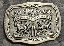 Vintage Levi Strauss And Co Belt Buckle Two Horse Brand Limited Edition Logo Z*