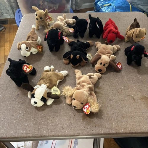 Vtg Ty Beanie Babies Dog Lot W/ Hang Tags Various Dogs Some Doubles Rare Retired