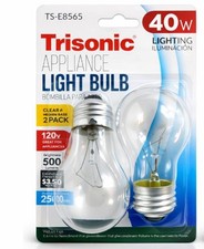 2-Pack 40W Appliance Light Bulb A15 E26 Clear 120V Oven Refrigerator