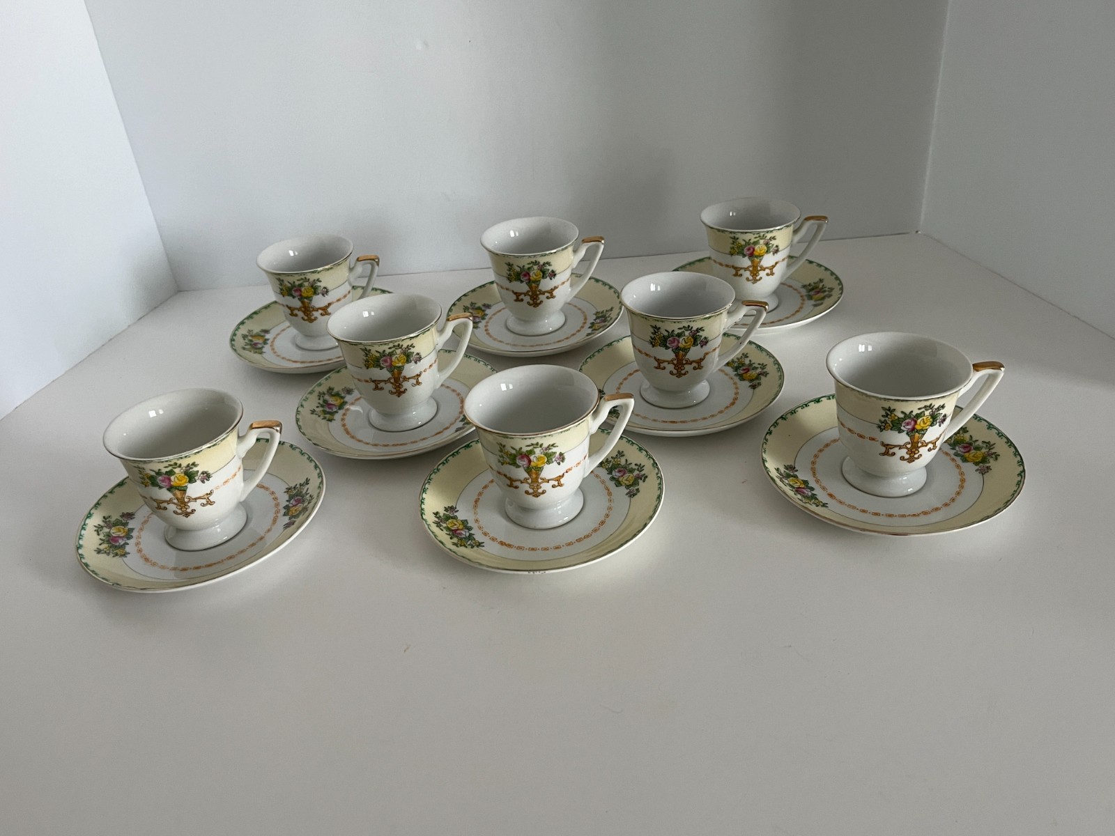 Vintage Porcelain Mini Tea Cups & Saucers JAPAN Set of 8