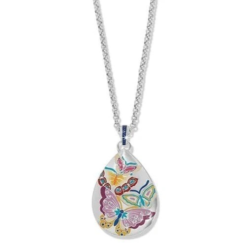 NWTag Brighton KYOTO IN BLOOM Enamel Reversible Butterfly Necklace MSRP $128