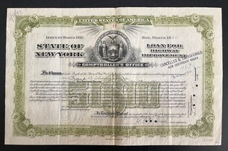 Sale053 👍 5x New York State Bond $5.000 Loan For Highway Improvement 03/21