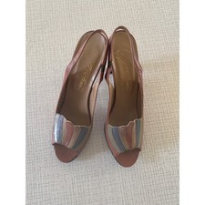 Vintage Garolini Mes Amis Italian Leather Dusty Rose Sling Back Heels, 7.5