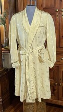 Vintage Hong Kong made Robe pure silk size XL w/Piping  Belt - Has Stains