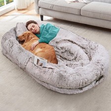 YAEM Human Dog Bed for Adult, Pets - 71"x45"x12" Washable Faux Fur Orthopedic
