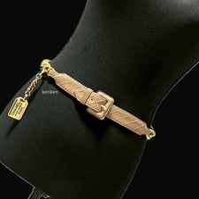 CHANEL BELT AUTH Gold Medal kenkenjp 31 RUE CAMBON Coin plate Leather CC Brown