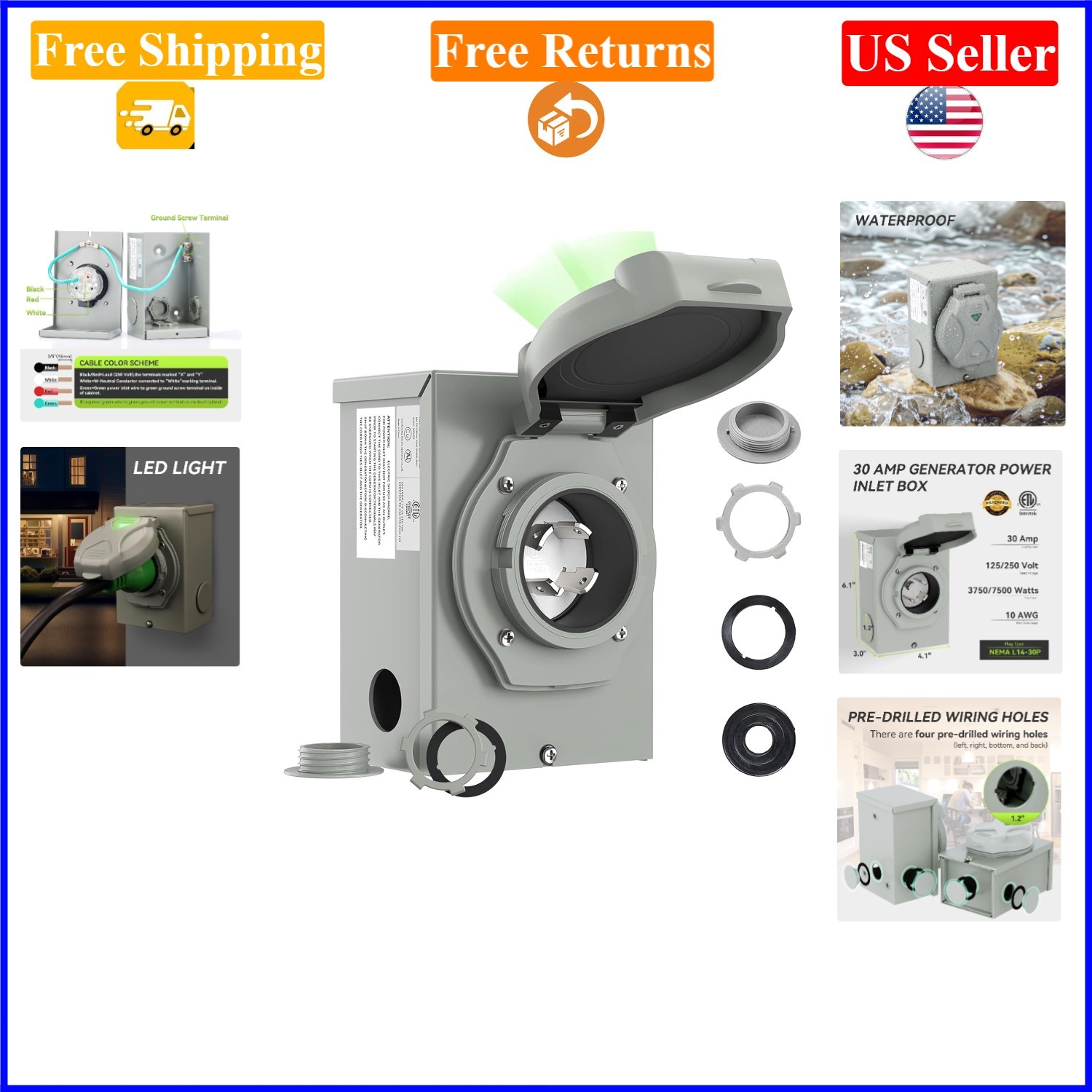 Inlet Box Nema L14-30p Outdoor Waterproof Steel