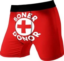 Boner Donor Boxer Briefs Mens X-Large 40-42 Fun Novelty Life Guard Underwear