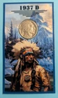 1937 D  Buffalo Nickel - 5 cents - 55x110 mm #B16