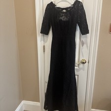 Watter & Watters Black Lace Fit & Flare Dress Sz 4 Open Back Cocktail Formal Dr