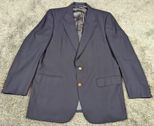Vintage Burberrys Blazer Mens 44 Navy Blue Wool Gold Button Sport Coat USA 90s