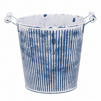 Metall ÜBertopf Im Vintage-Look Mit Griffen – Wasserdicht, Ø 16 × H 15 Cm, Blau