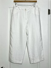 Vintage Talbots 100 Irish Linen Pants Size 12 Petite White High Rise Lined