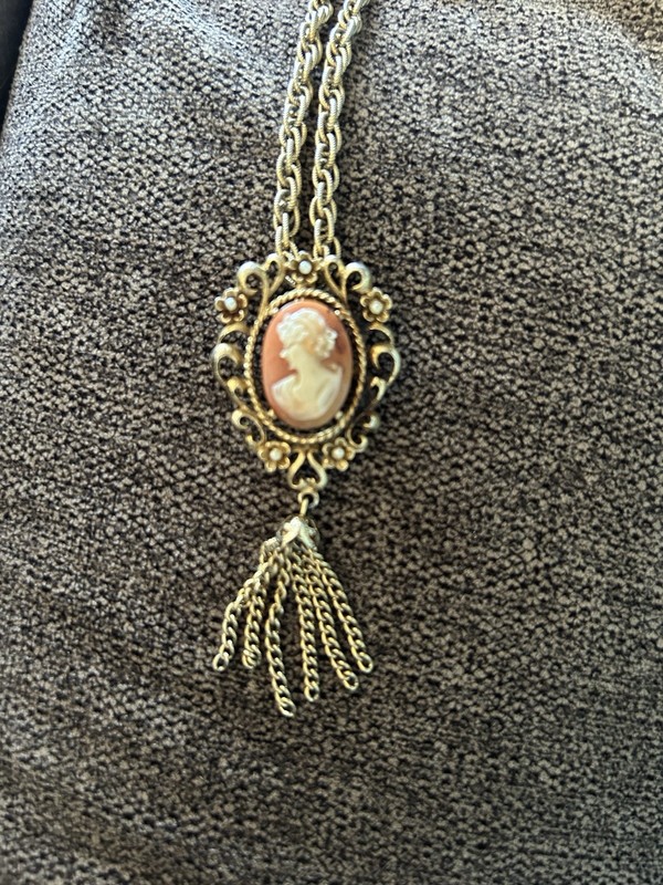 Rare Italian Victoria 800 Silver Shell Cameo Necklace w/ Tassel | c.1880–1910